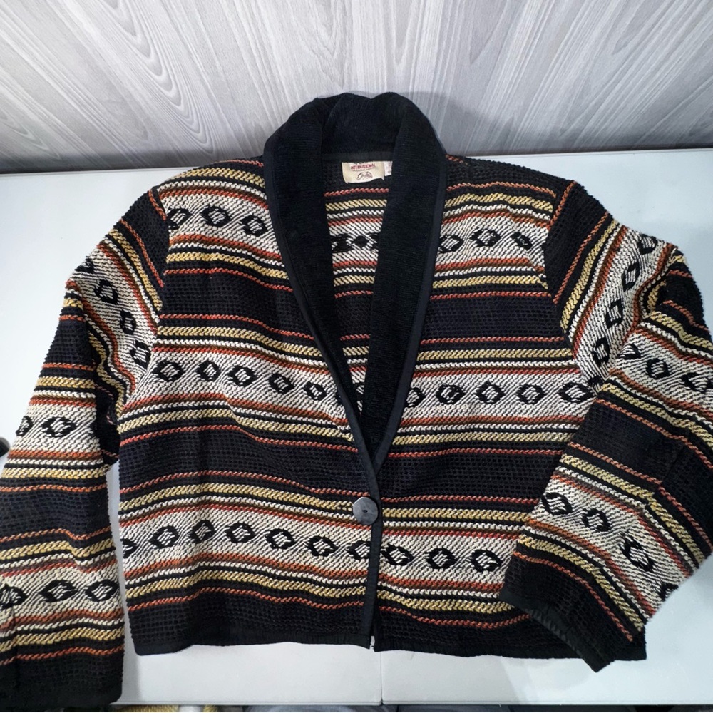 Vintage Southwestern Tapestry Cropped Blazer/Blanket Knit Jacket Women’s Size‎ L